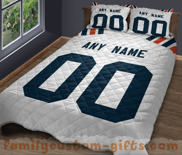 Custom Quilt Sets Chicago Jersey Personalized Football Premium Quilt Bedding for Boys Girls Men Women